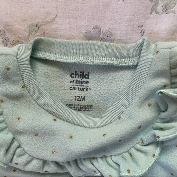 Carters Child of Mine Mint Ruffled Polka Dot Sweater - Picture 7 of 9